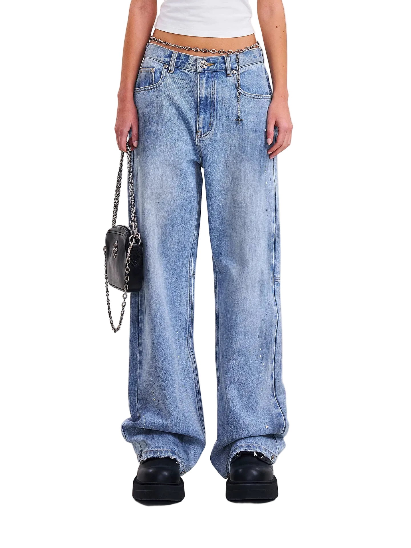 Cross Statue Wide Straight Jeans
