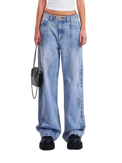 Cross Statue Wide Straight Jeans