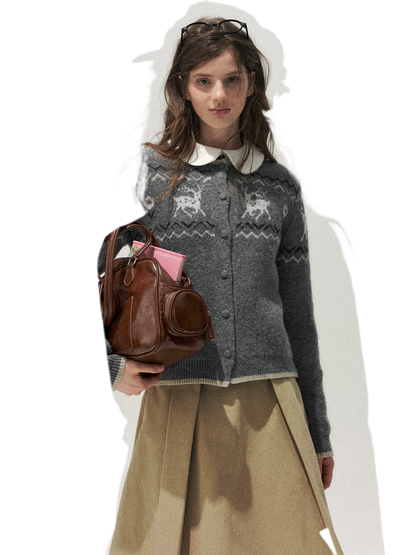 Fair Isle Cropped Cardigan