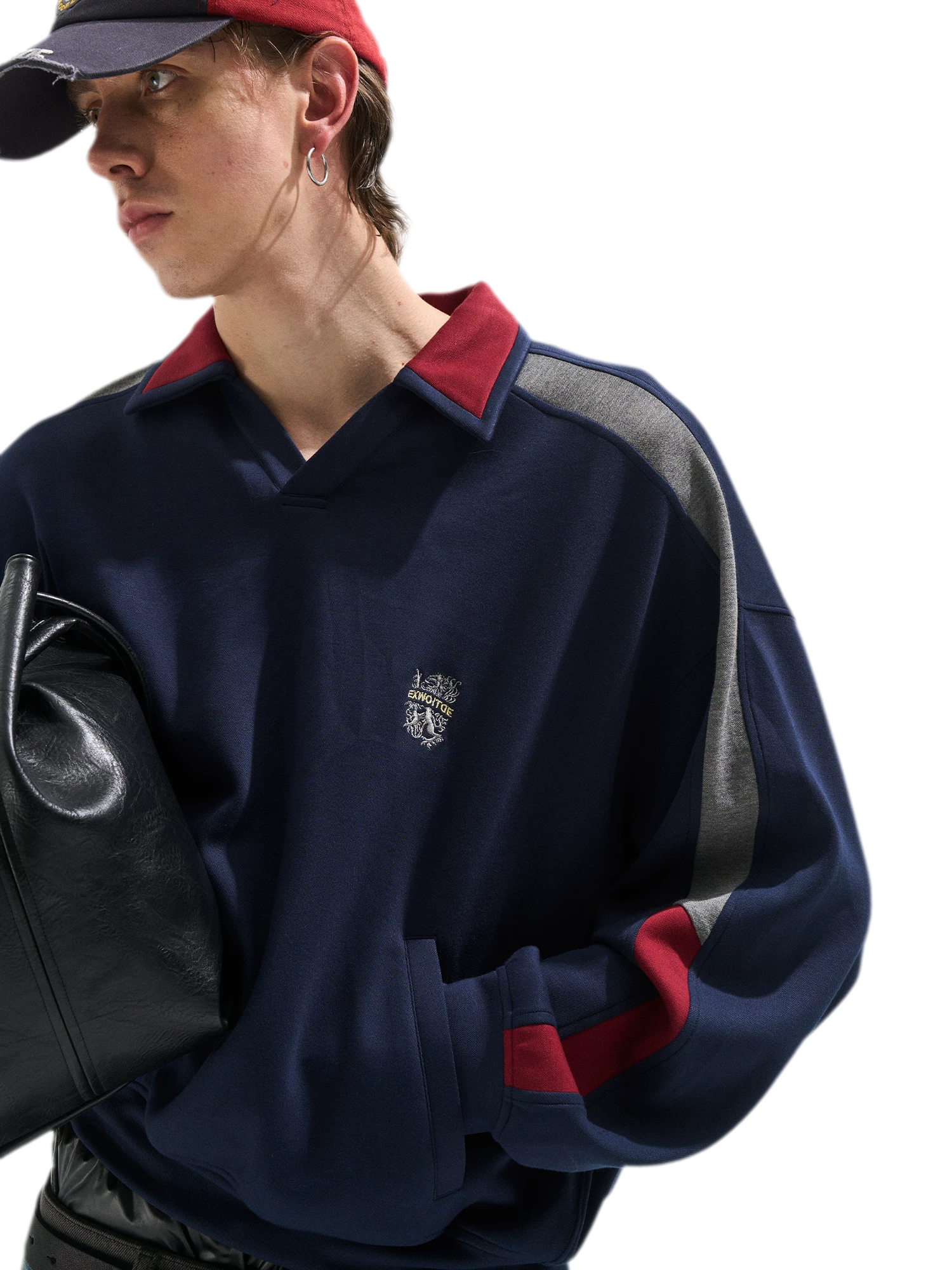 Contrast Polo Panel Sweatshirt