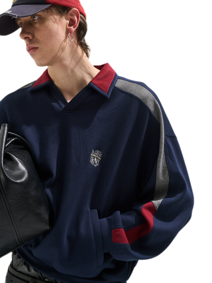 Contrast Polo Panel Sweatshirt