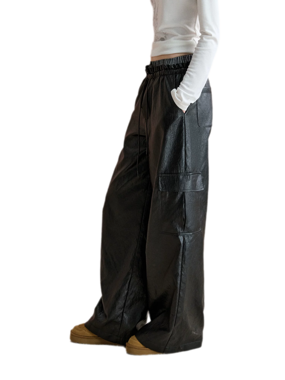 Matte Wide-Leg Cargo Pants