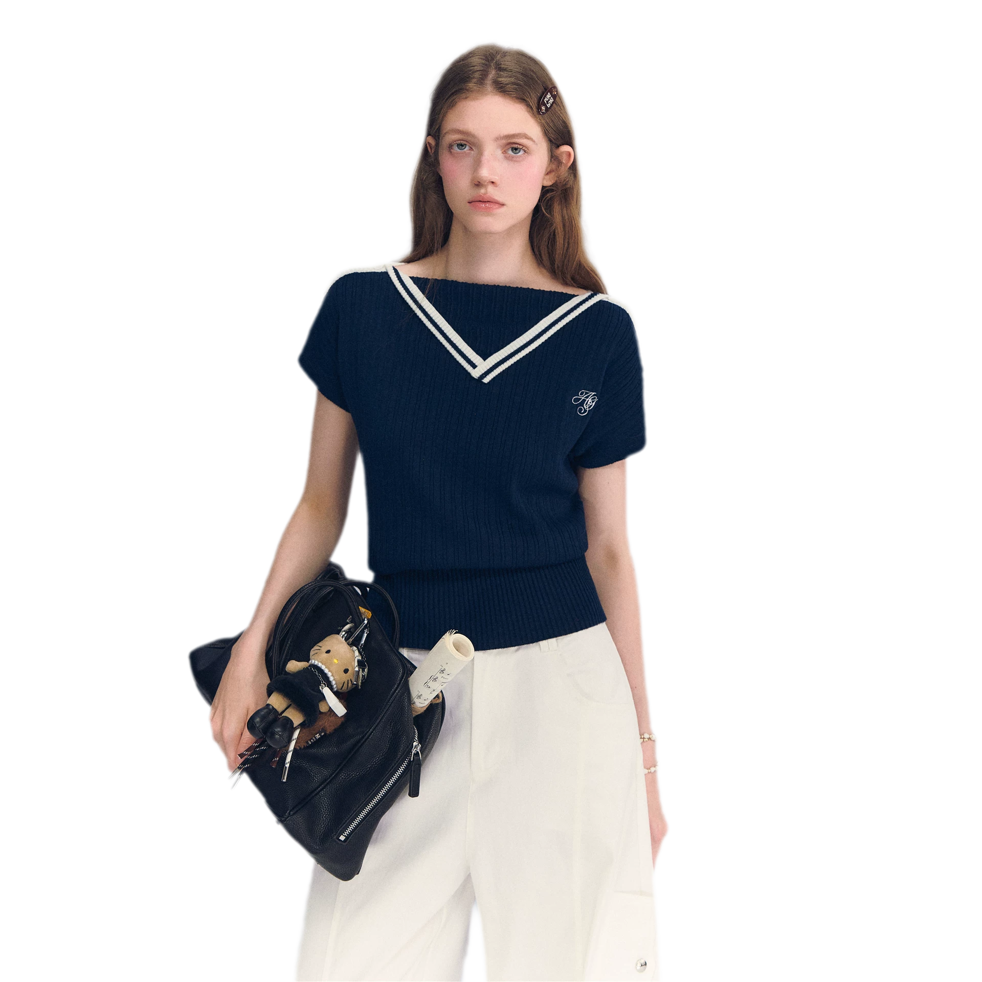 Contrast Trim Knit Top