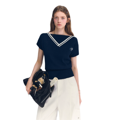 Contrast Trim Knit Top