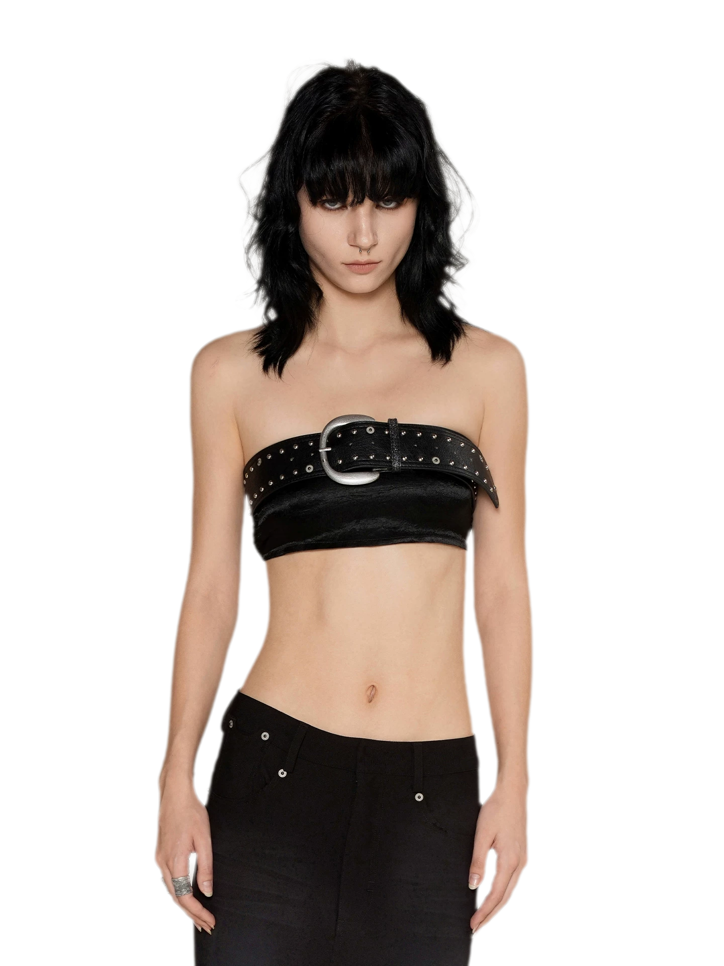 Distressed Studded PU Belt