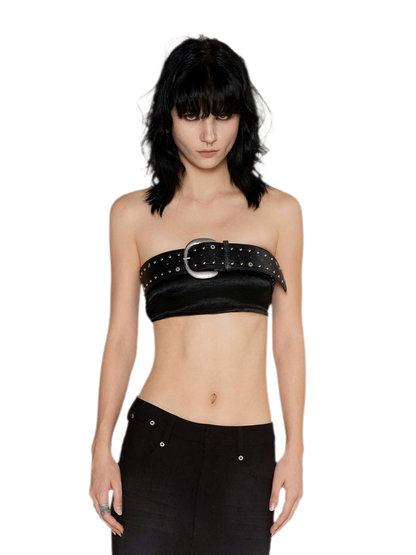 Distressed Studded PU Belt