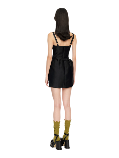 Elegant Wide Strap Bow Long Dress