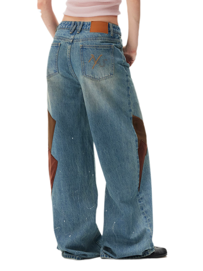 Washed Patchwork Jeans