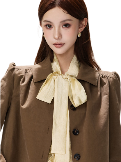 Vintage Puff Sleeve Cropped Jacket