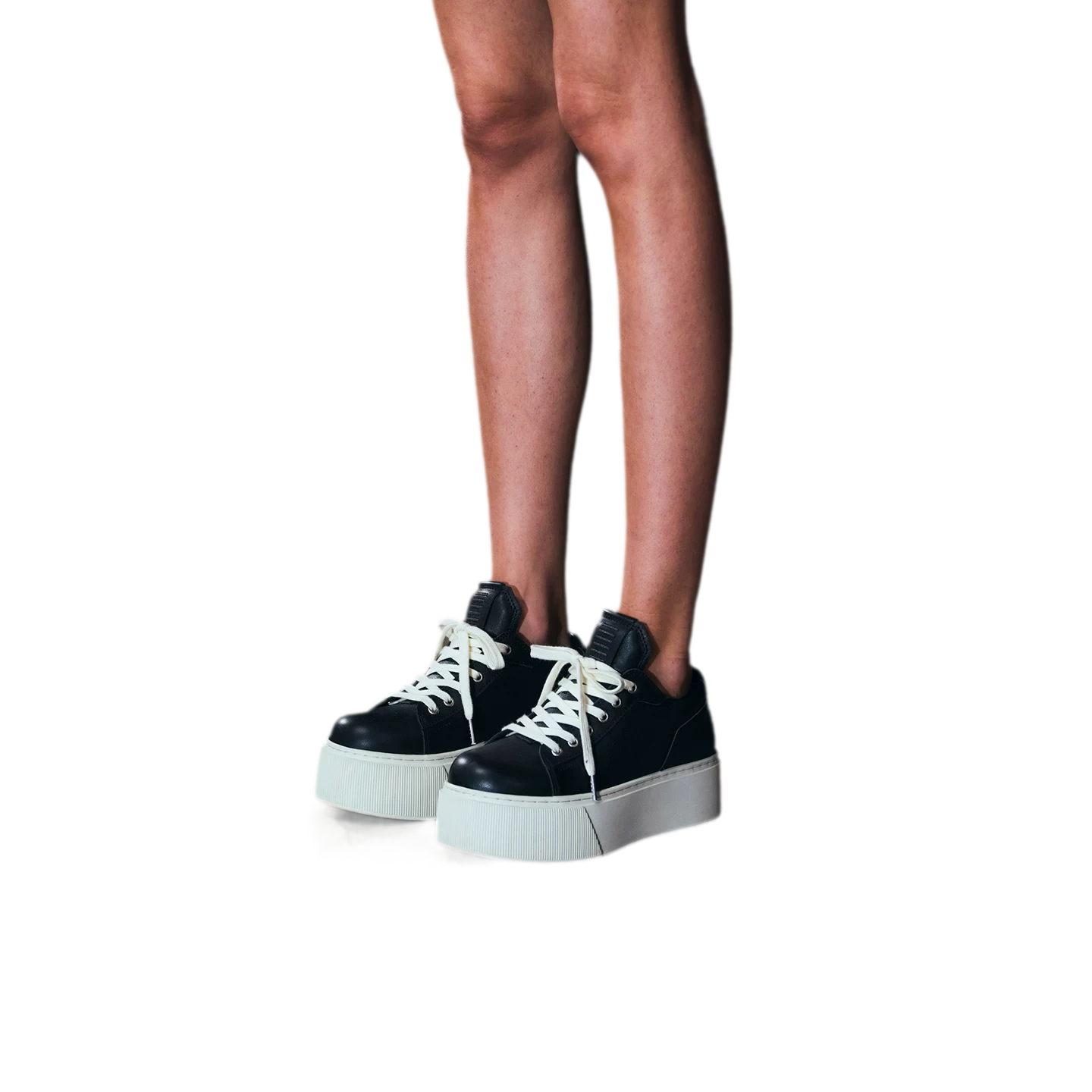 Sculptural Leather Thick-Soled Sneakers