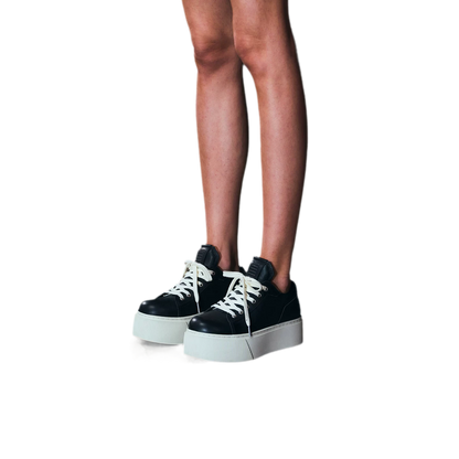 Sculptural Leather Thick-Soled Sneakers
