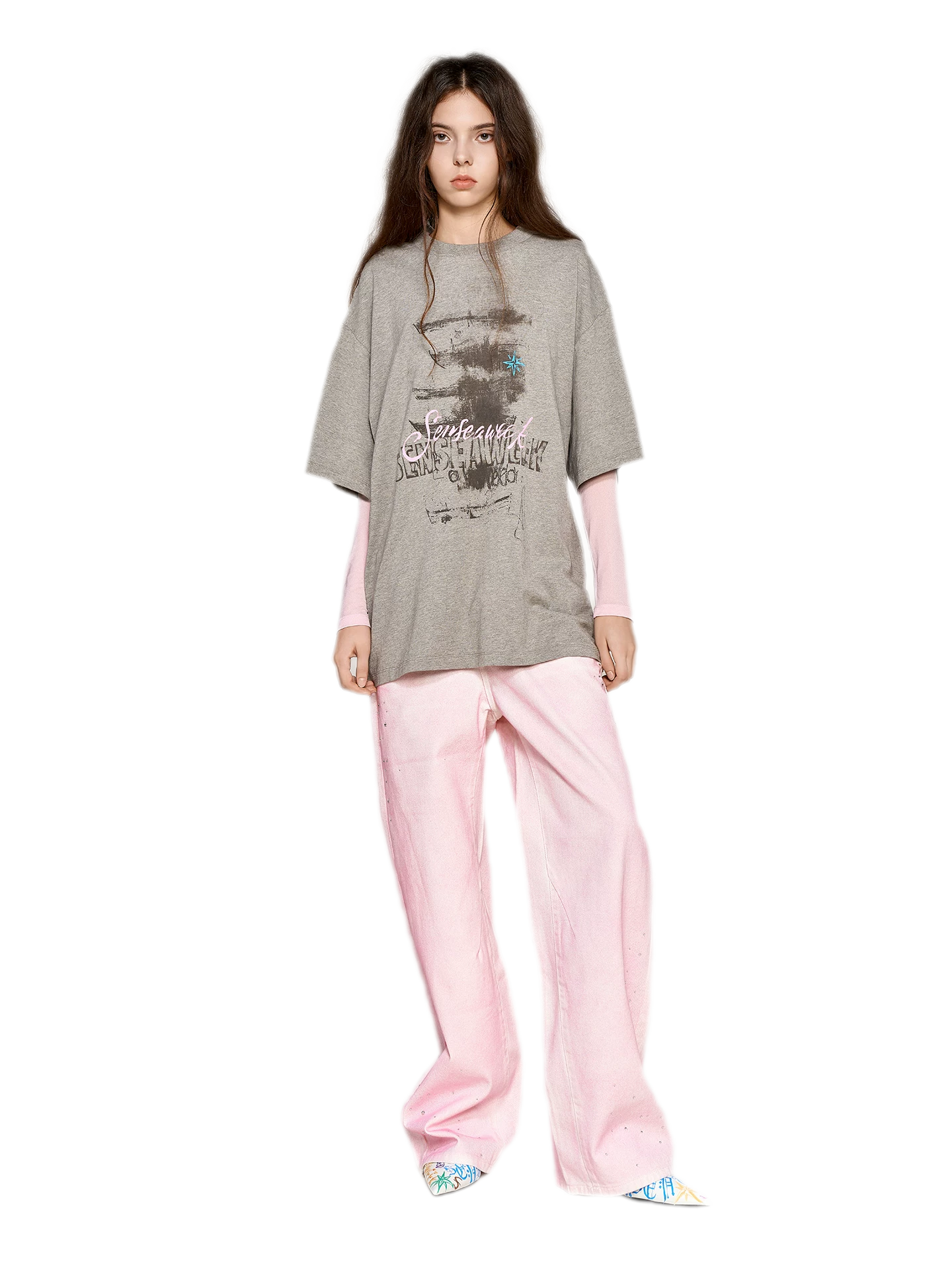 Cotton Rhinestone Graphic T-Shirt