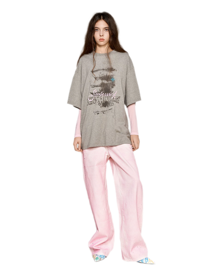 Cotton Rhinestone Graphic T-Shirt