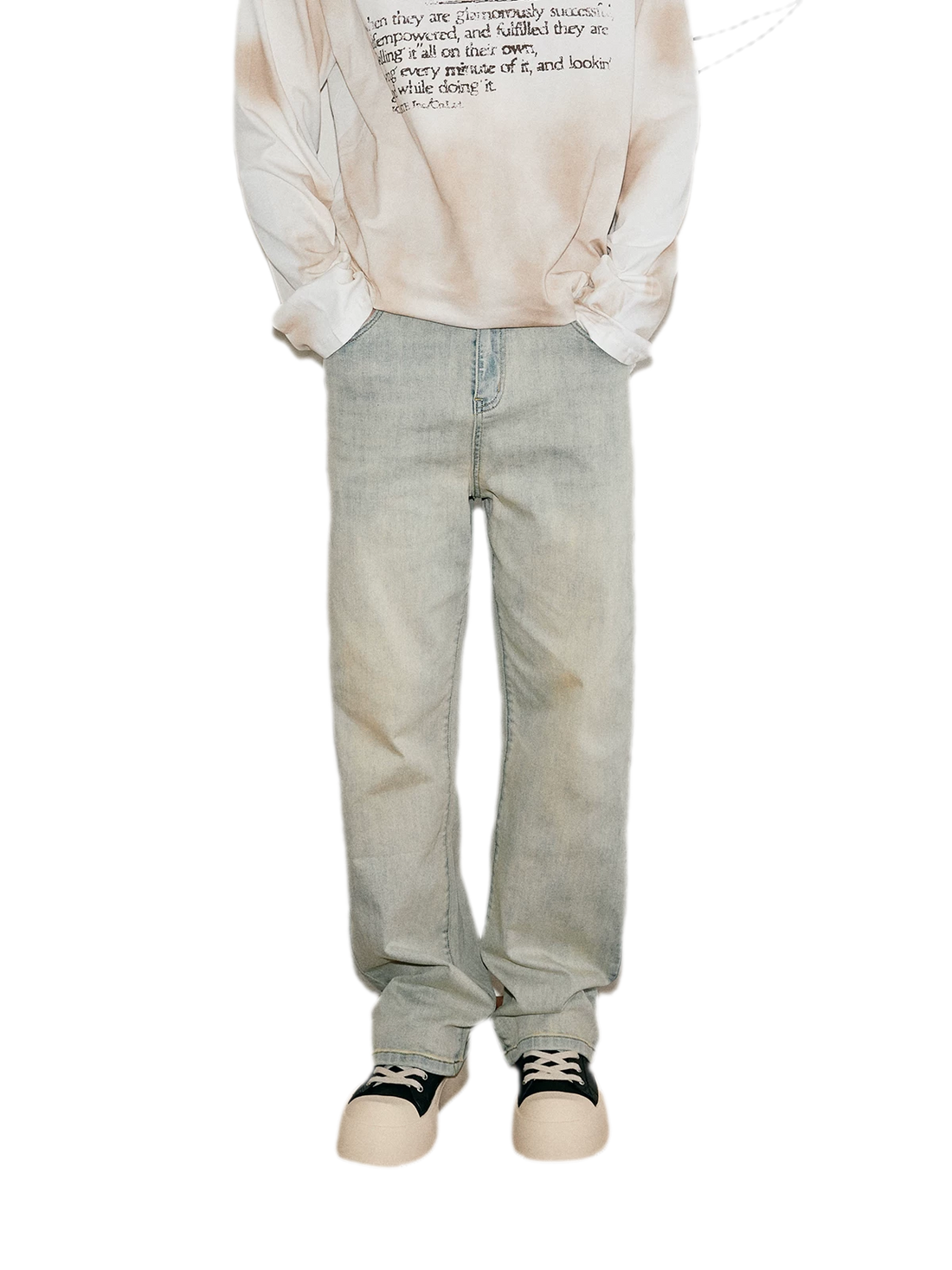 Washed Yellow Mud Straight Jeans