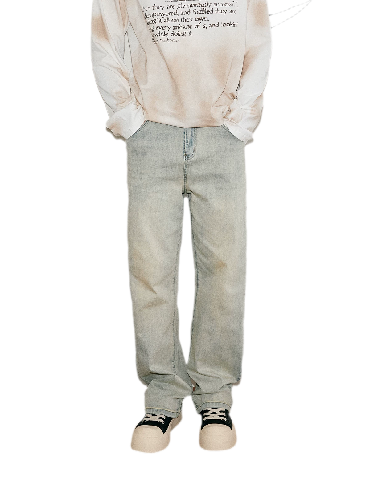 Washed Yellow Mud Straight Jeans