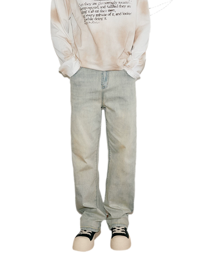 Washed Yellow Mud Straight Jeans