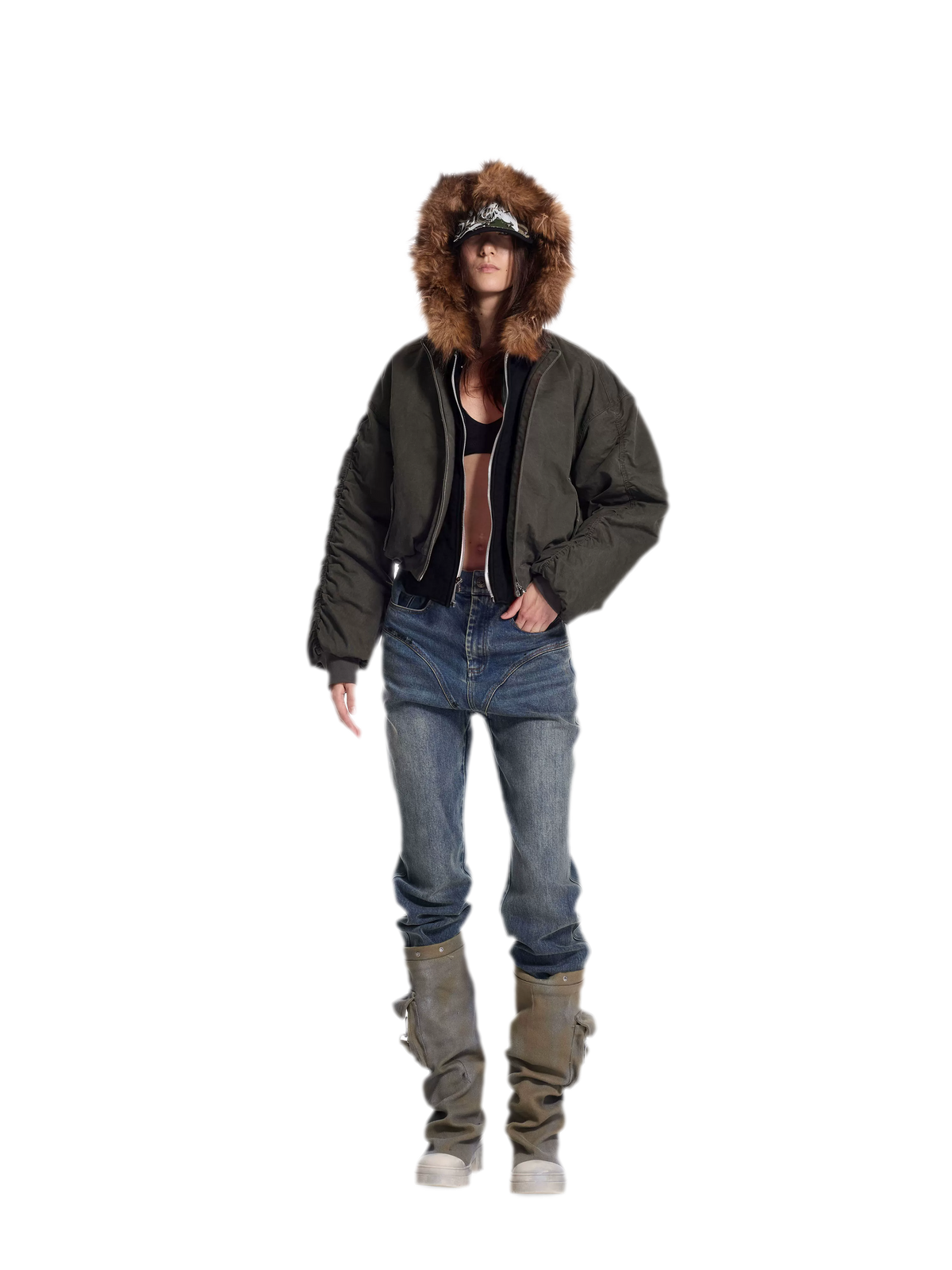 Washed Twill Hooded Flight Jacket