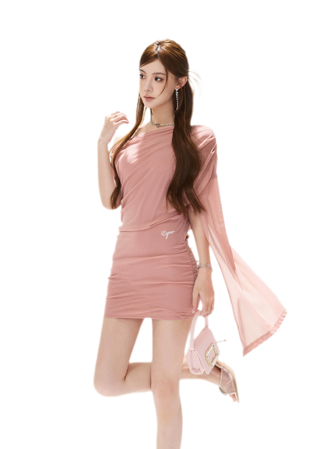 Asymmetric Silver Knit Dress