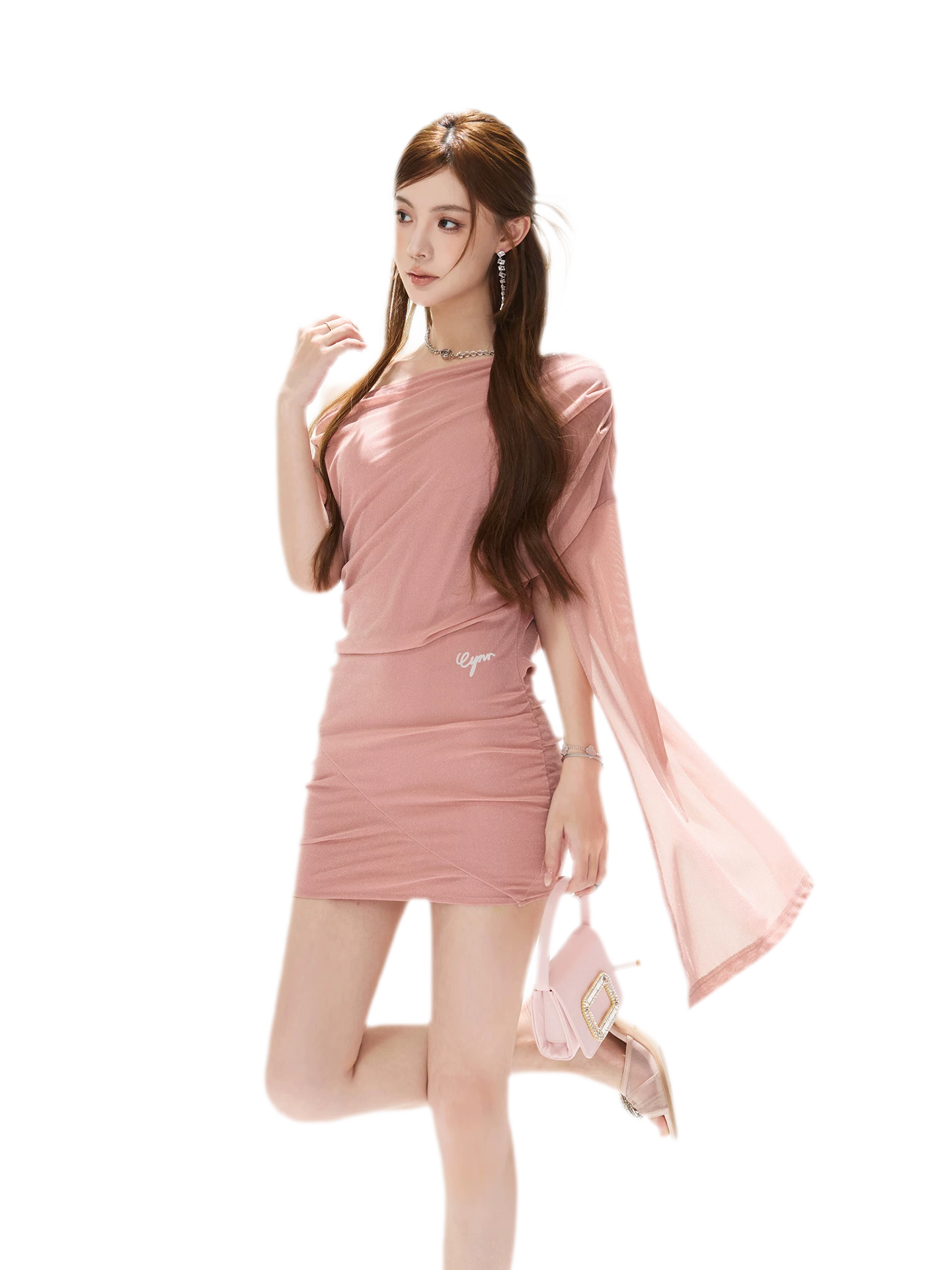 Asymmetric Silver Knit Dress