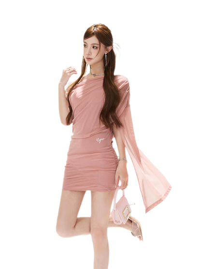 Asymmetric Silver Knit Dress