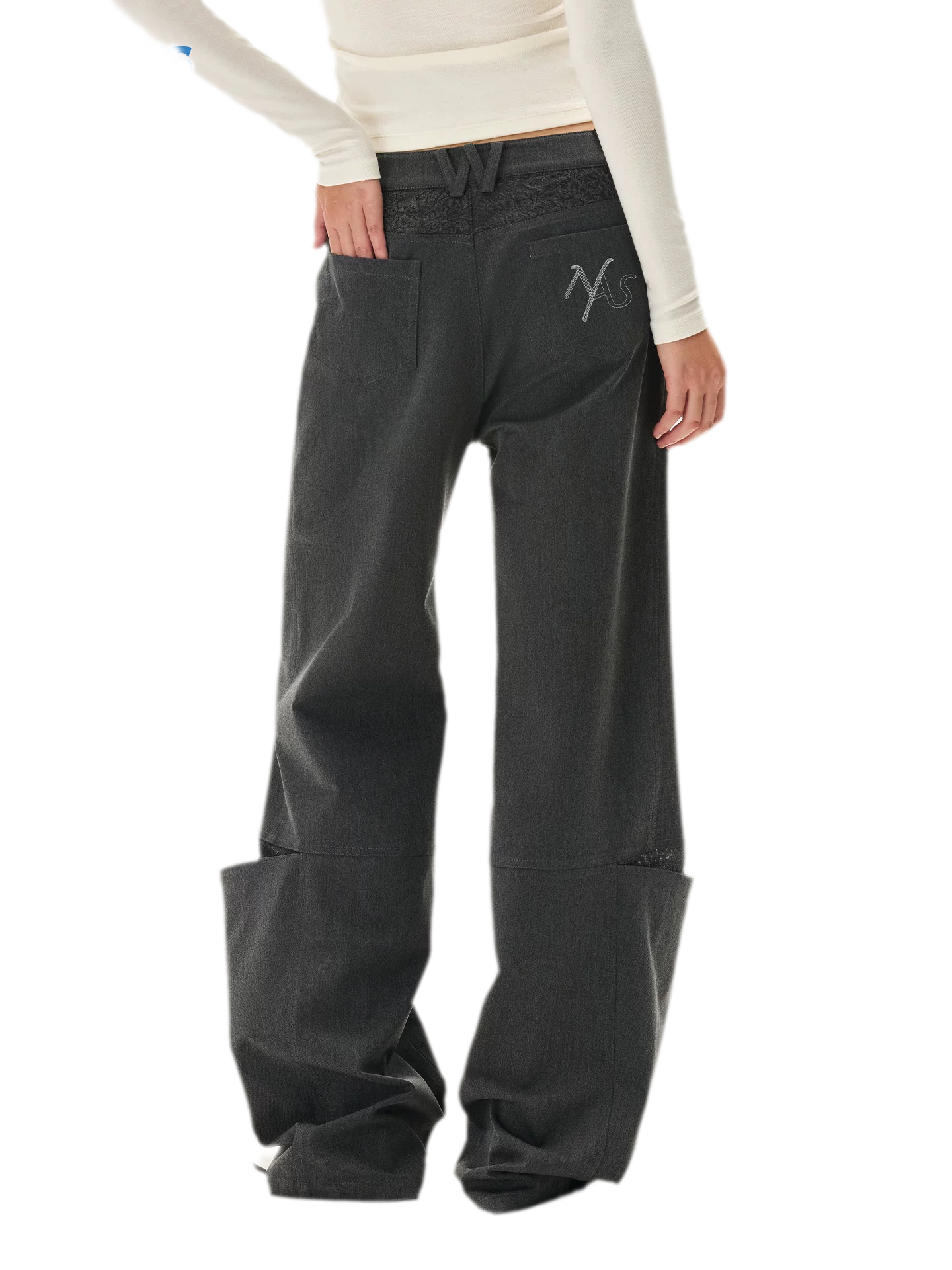 Wool Lace Low-Rise Trousers