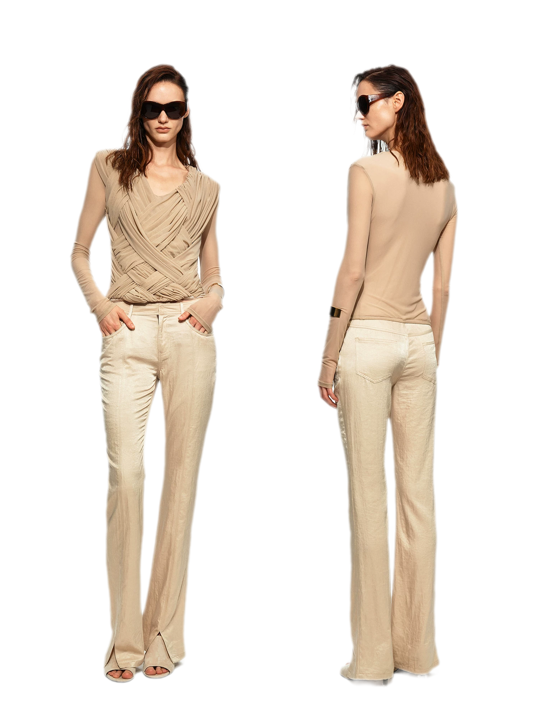 Pleated Cross-Over Fitted Top