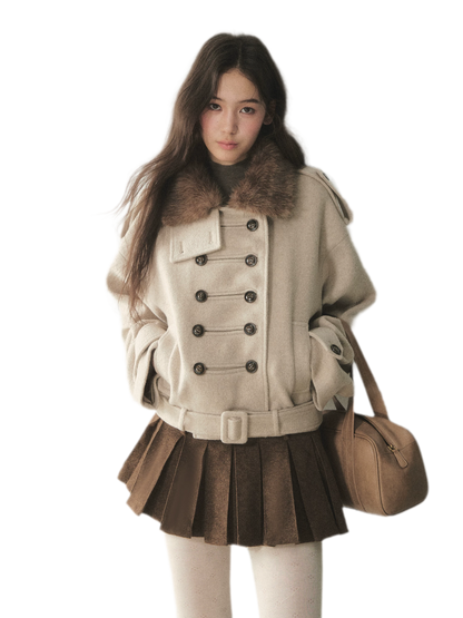 Cappotto corto in lana doppiopetto