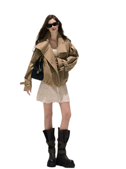Lyocell Cotton Cropped Trench