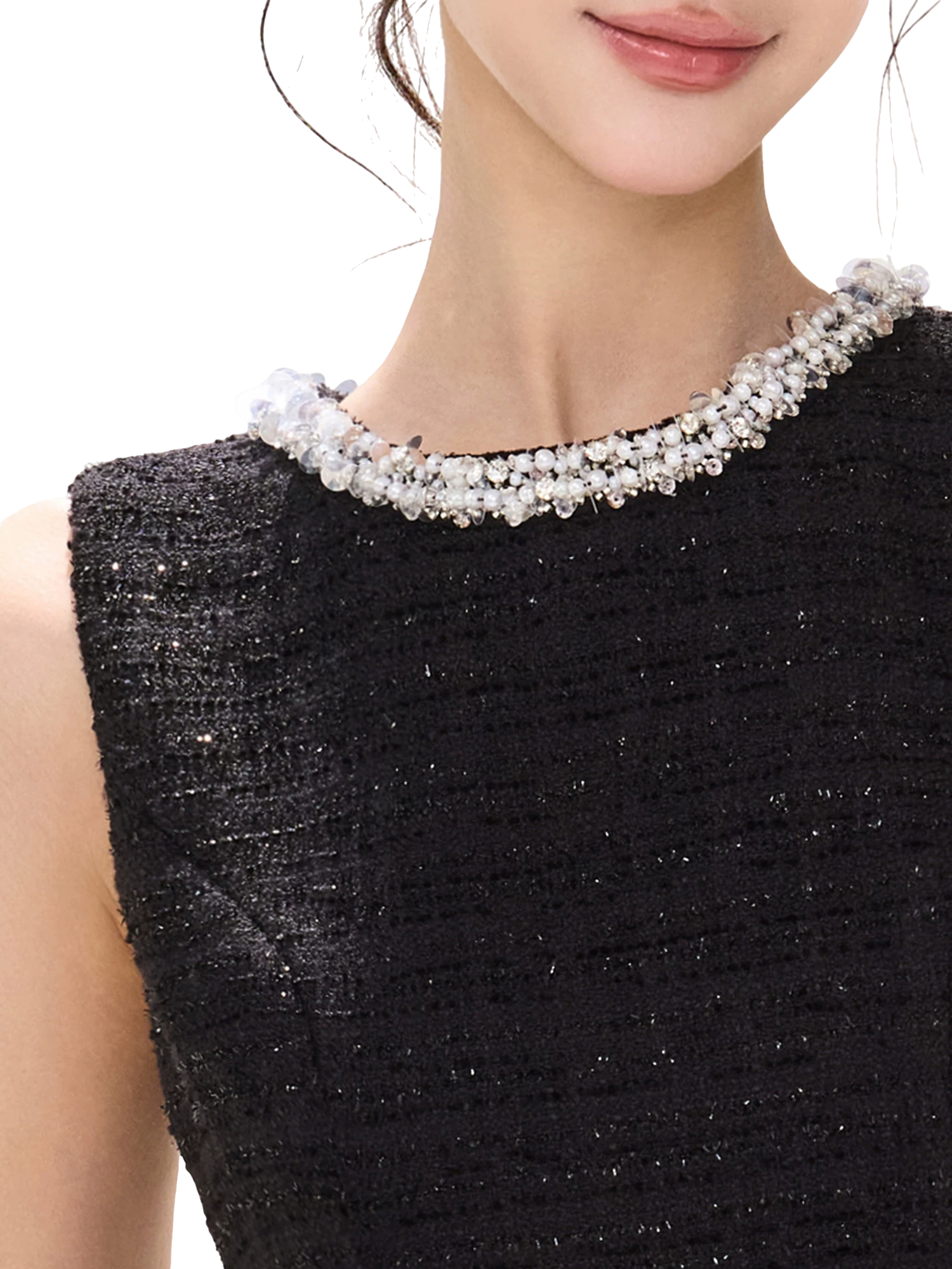 Diamond Neckline Ruffled Sleeveless Waist-Cinching Dress