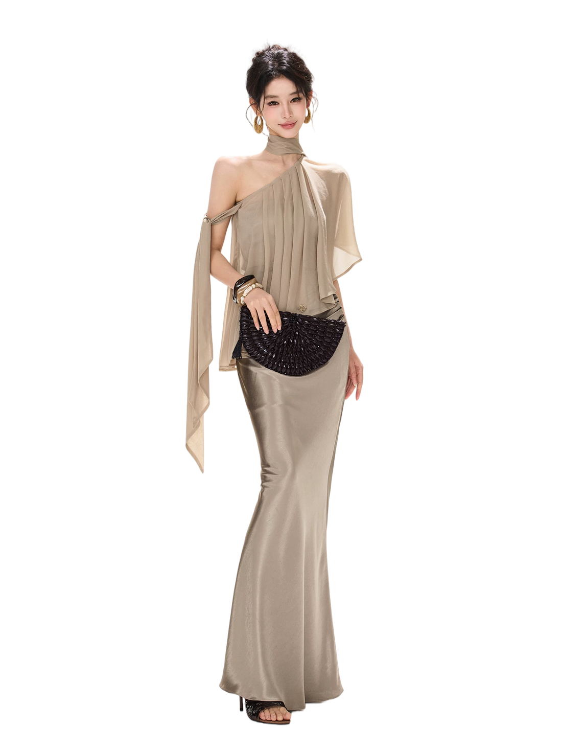 Amber Radiance Acetate Satin Mermaid Skirt