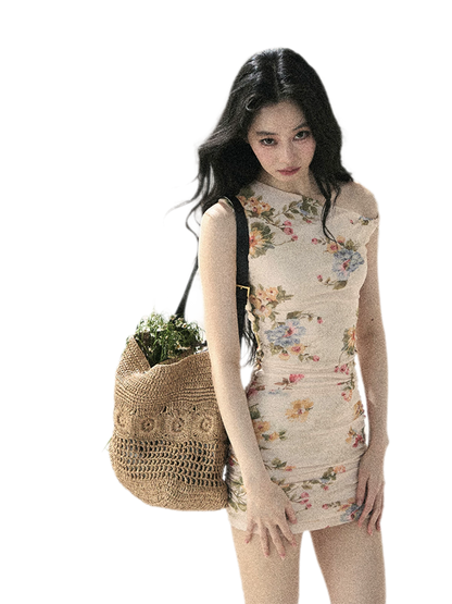 French Floral Mesh Dress