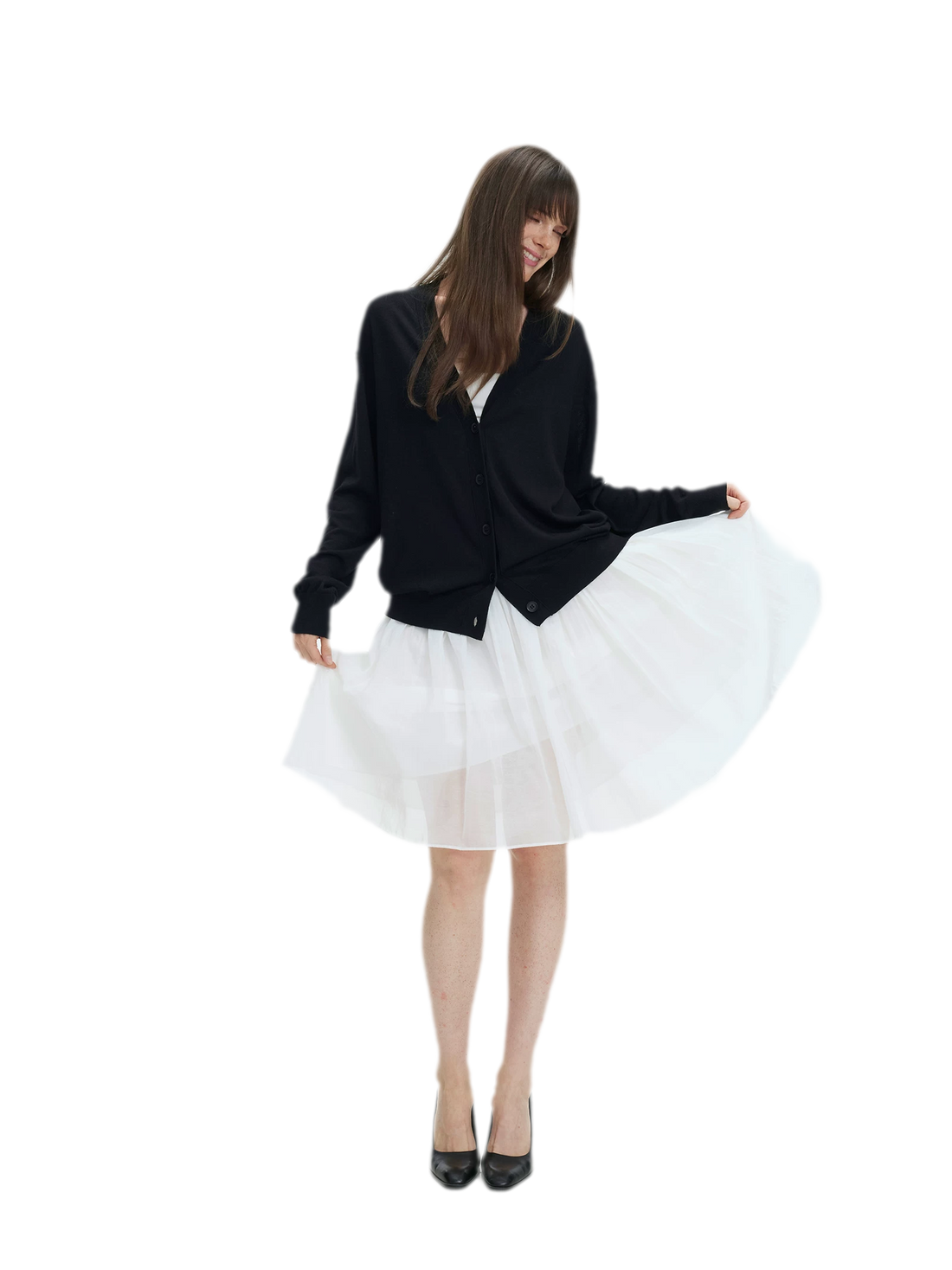 Pleated Chiffon Midi Skirt