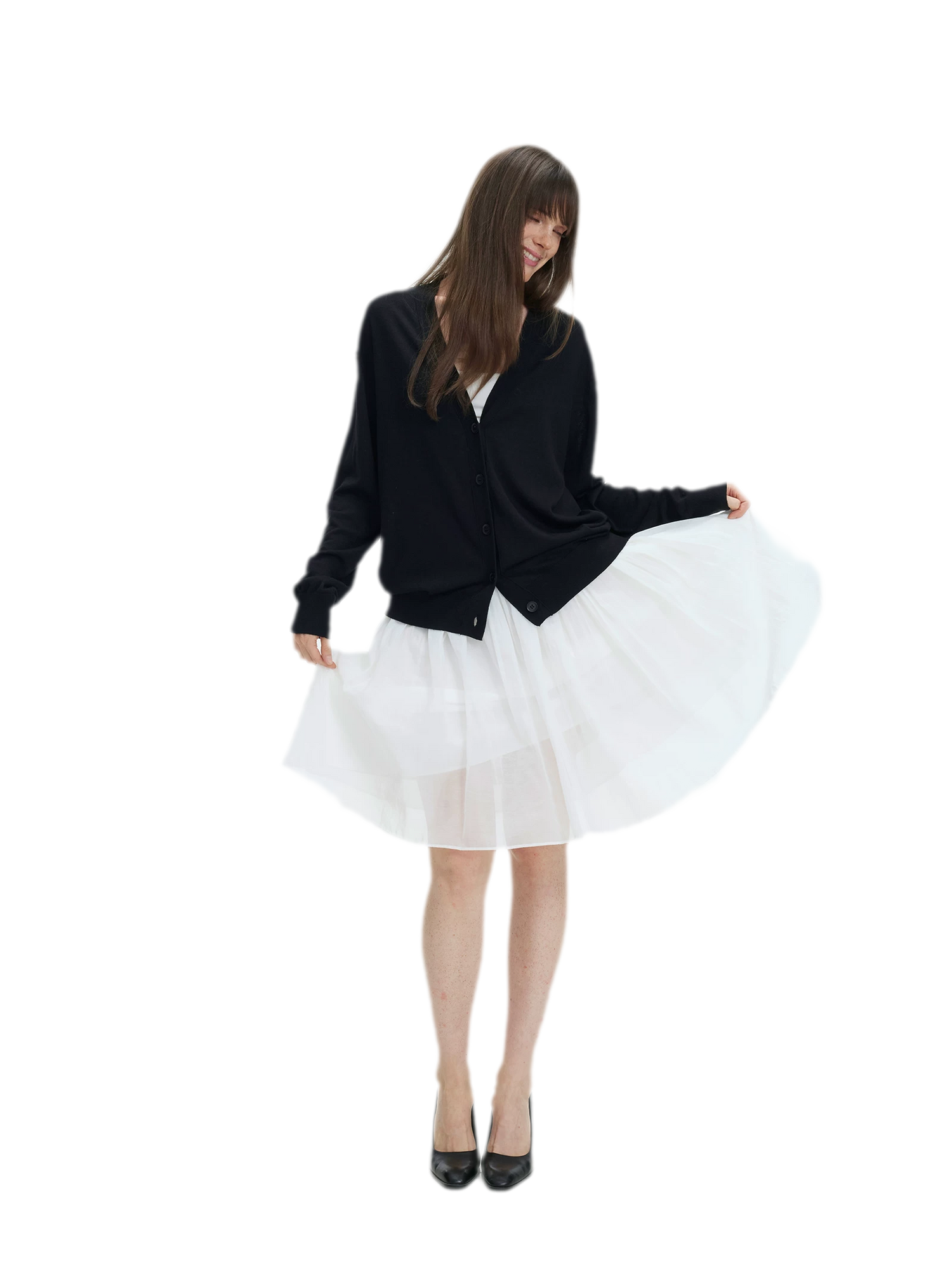 Pleated Chiffon Midi Skirt