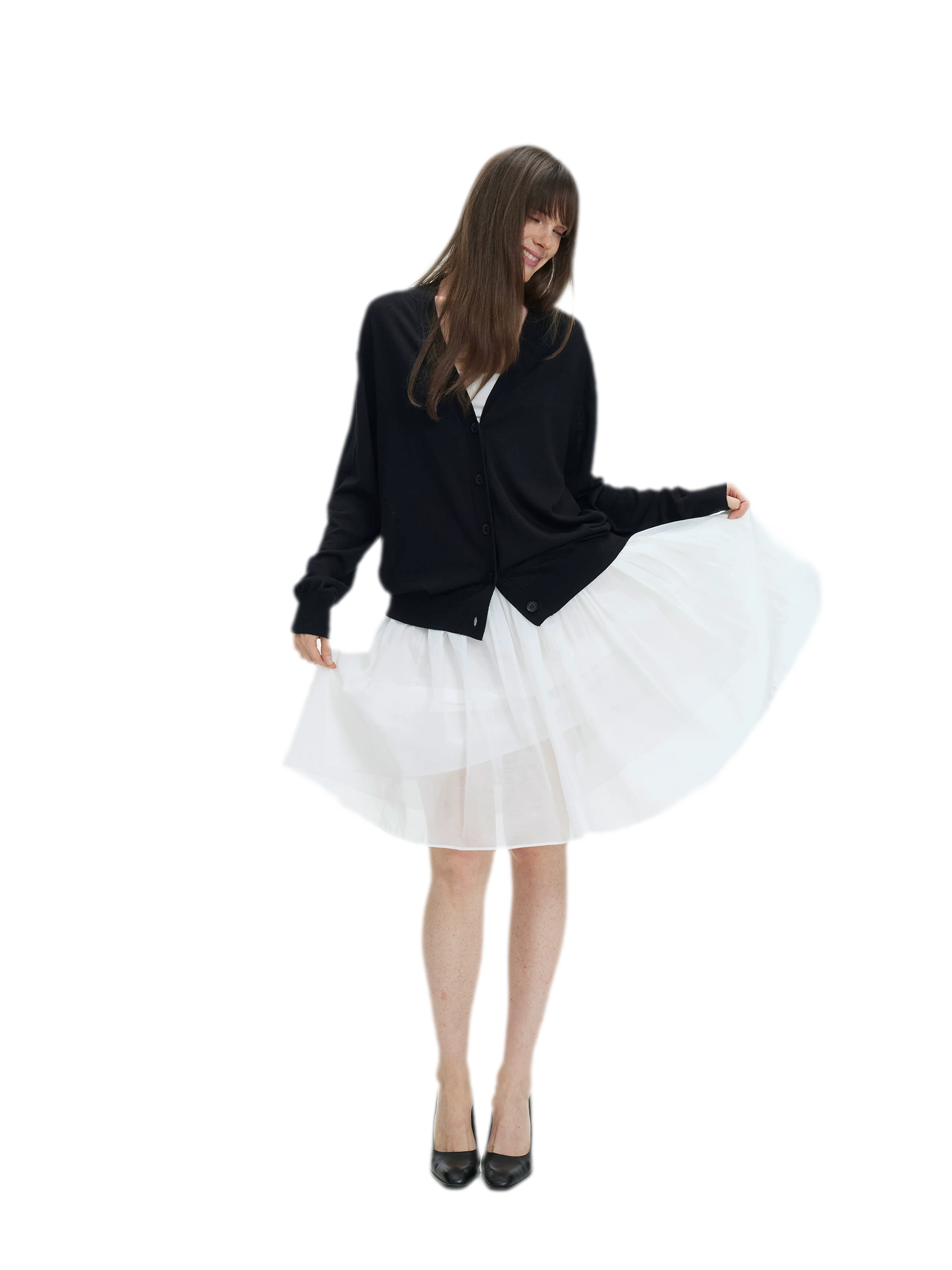 Pleated Chiffon Midi Skirt
