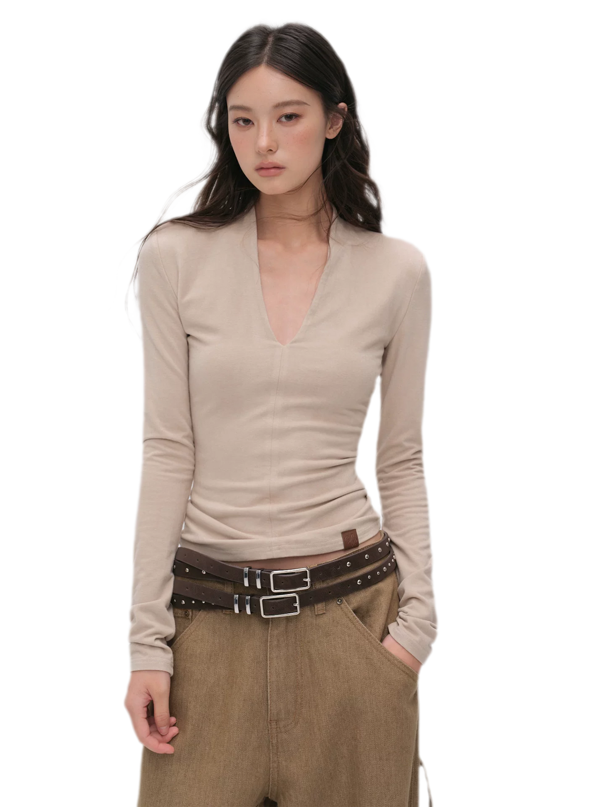 Cashmere-Feel X-Line Ribbed Top