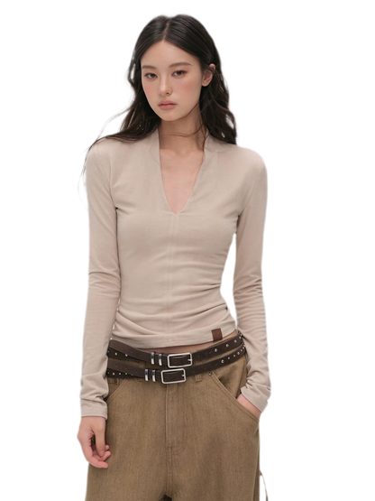 Cashmere-Feel X-Line Ribbed Top