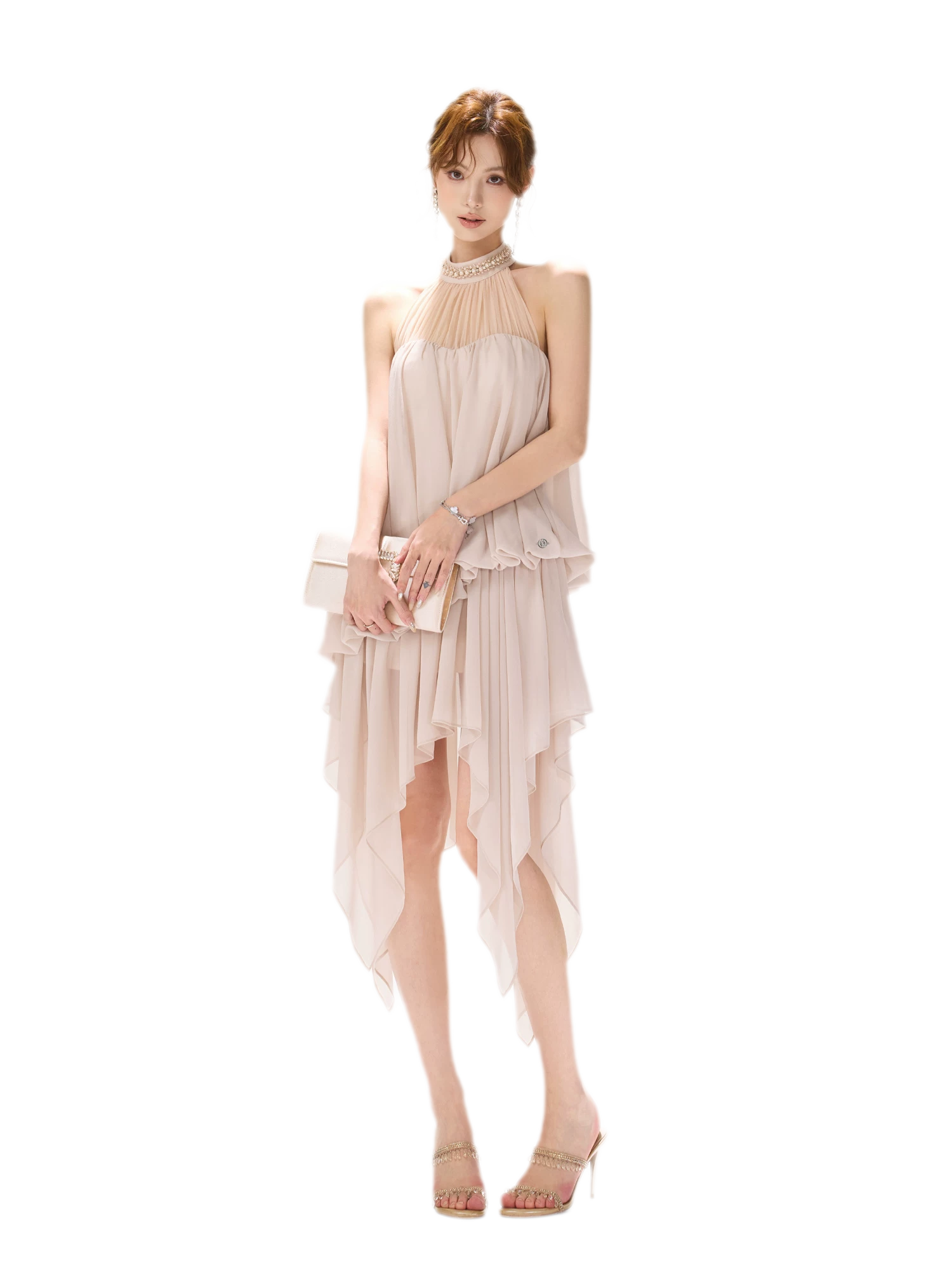 CYNR Pearl Halter Midi Dress – view 5