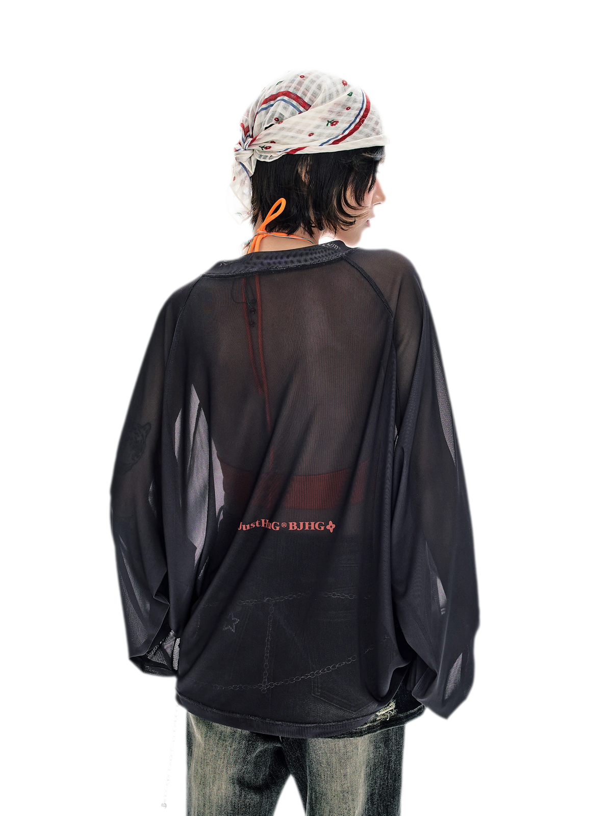 Sheer Oversized Cat Mesh Top