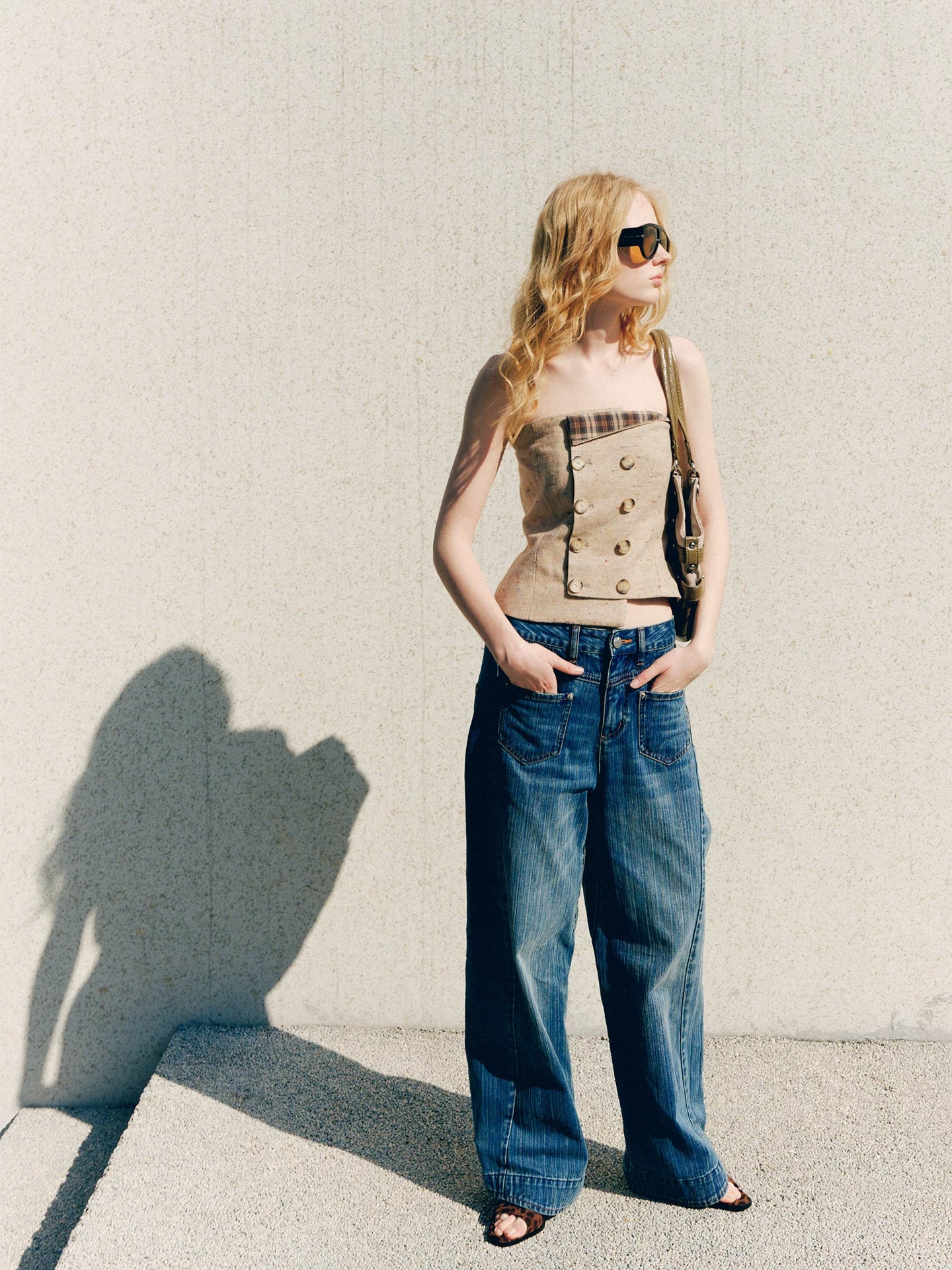 Plaid Bustier Top