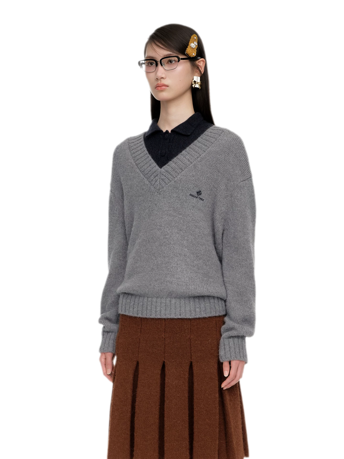 Wool Ribbed V-Neck Sweater