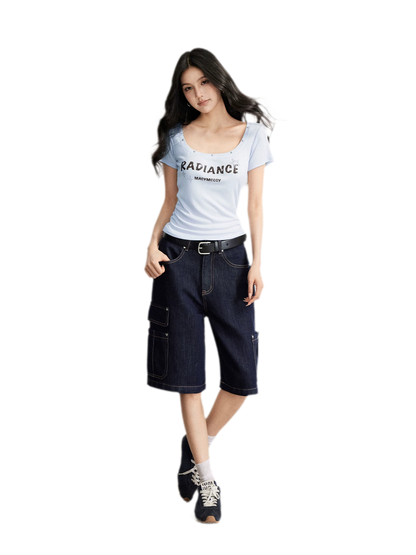 Wide-Leg Cargo Shorts