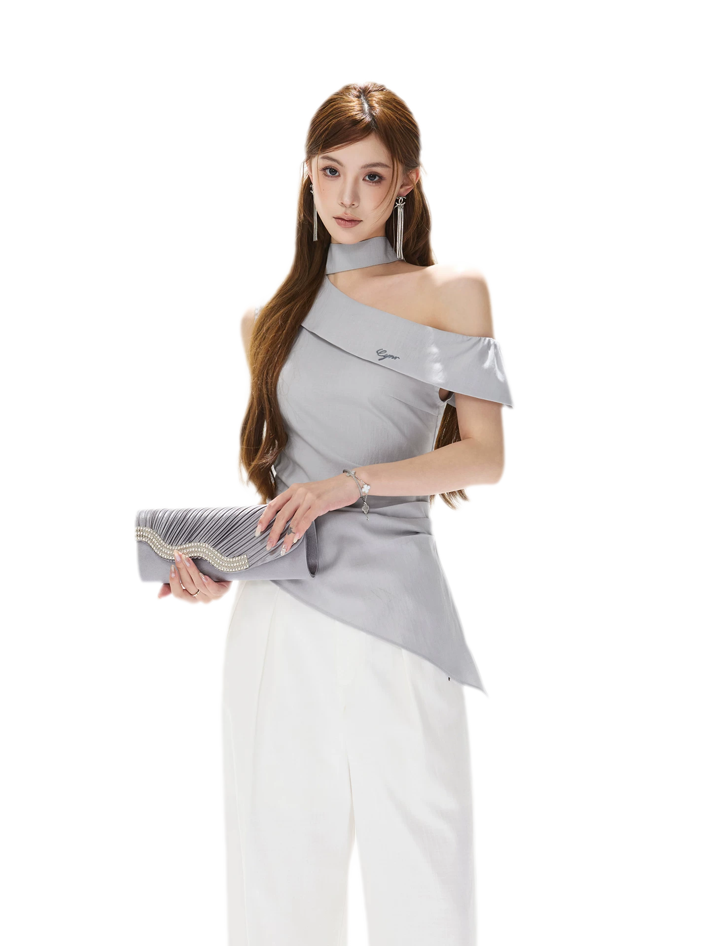 Asymmetrical Halter Blouse