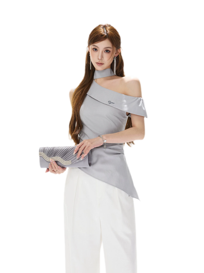 Asymmetrical Halter Blouse