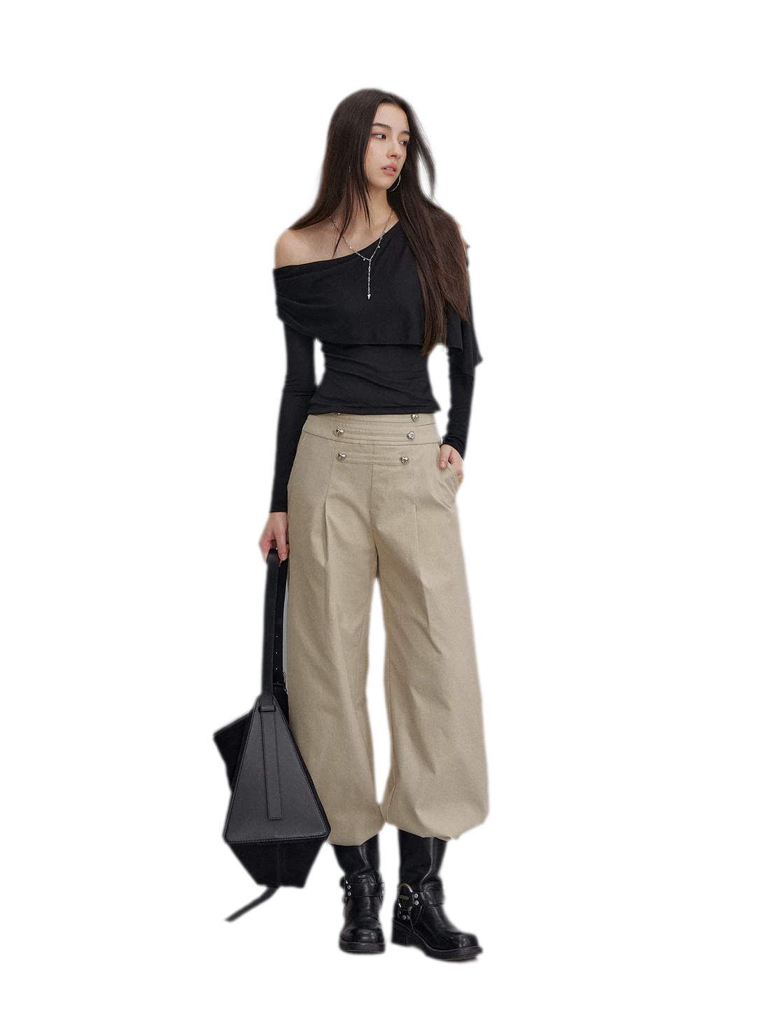 Textured Pleated Wide-Leg Pants
