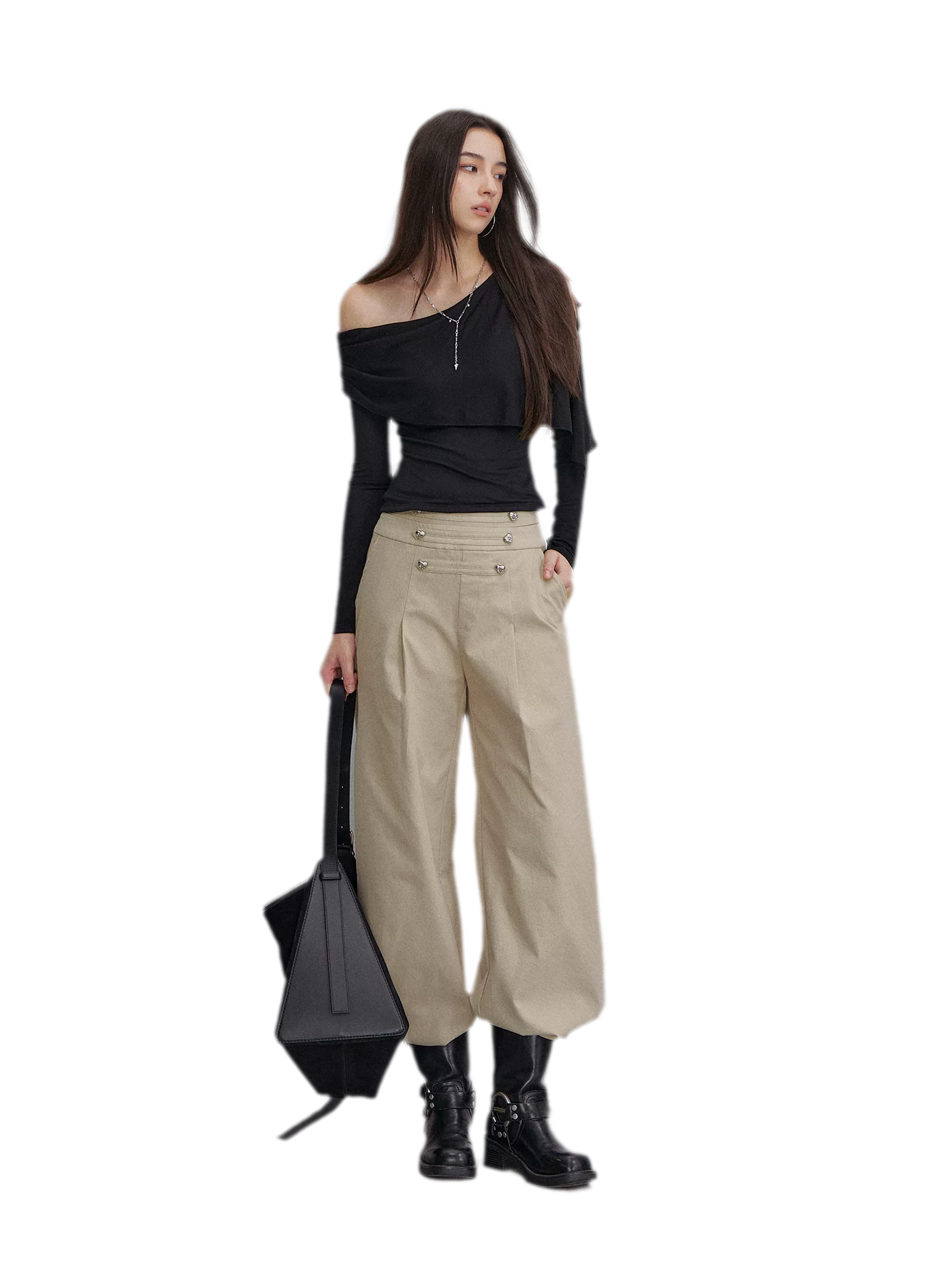 Textured Pleated Wide-Leg Pants