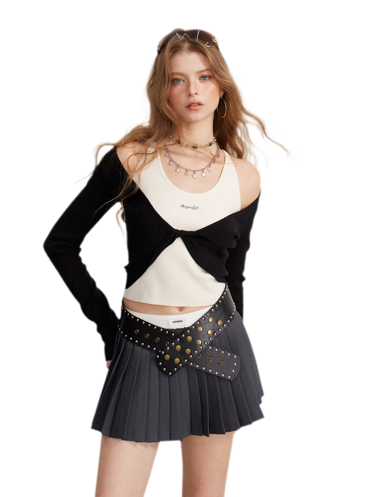 Color-Block Faux Two-Piece Knit Top