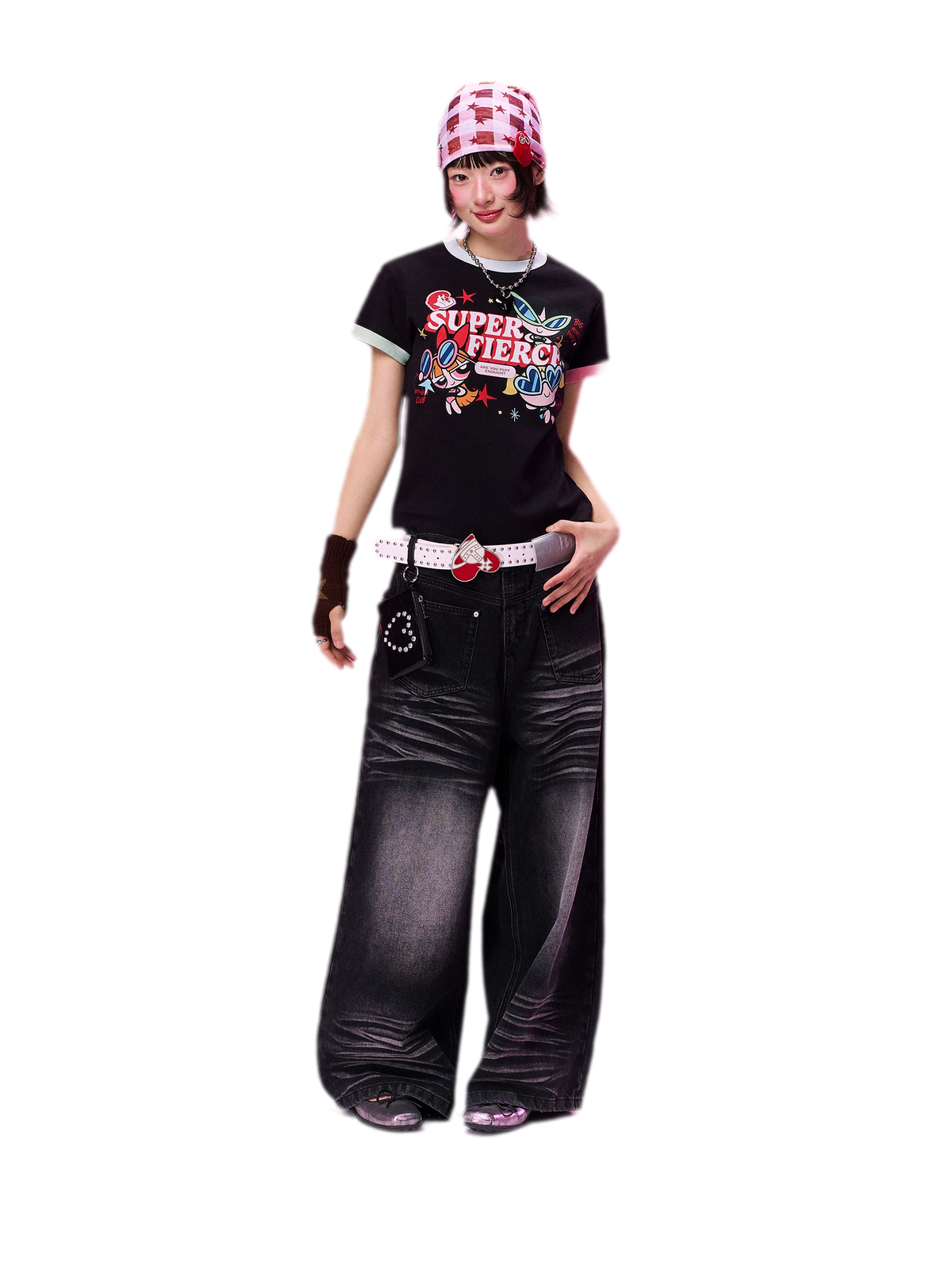 Contrast Print Fitted T-Shirt