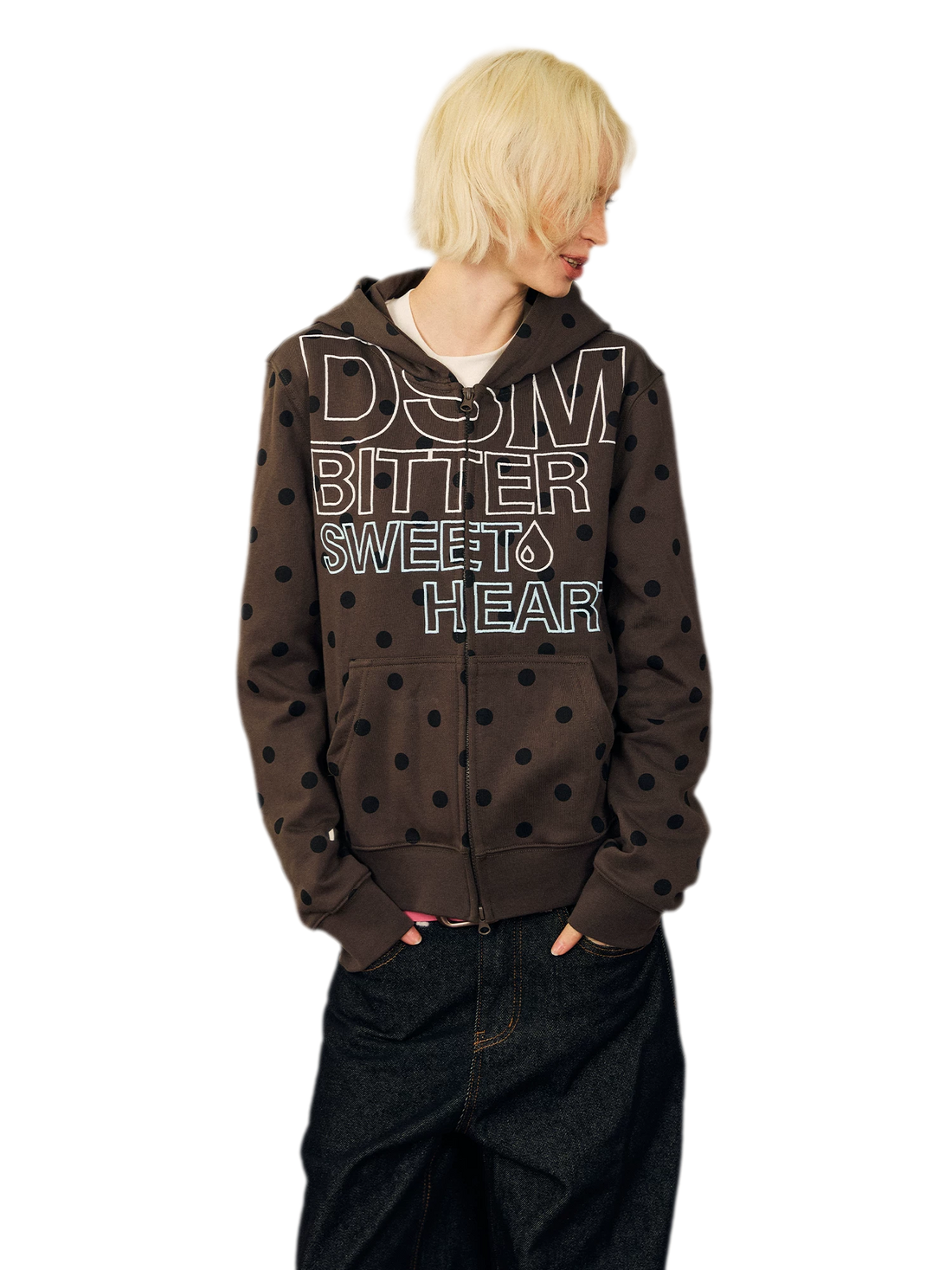 Polka-Dot Slim-Fit Zip Hoodie