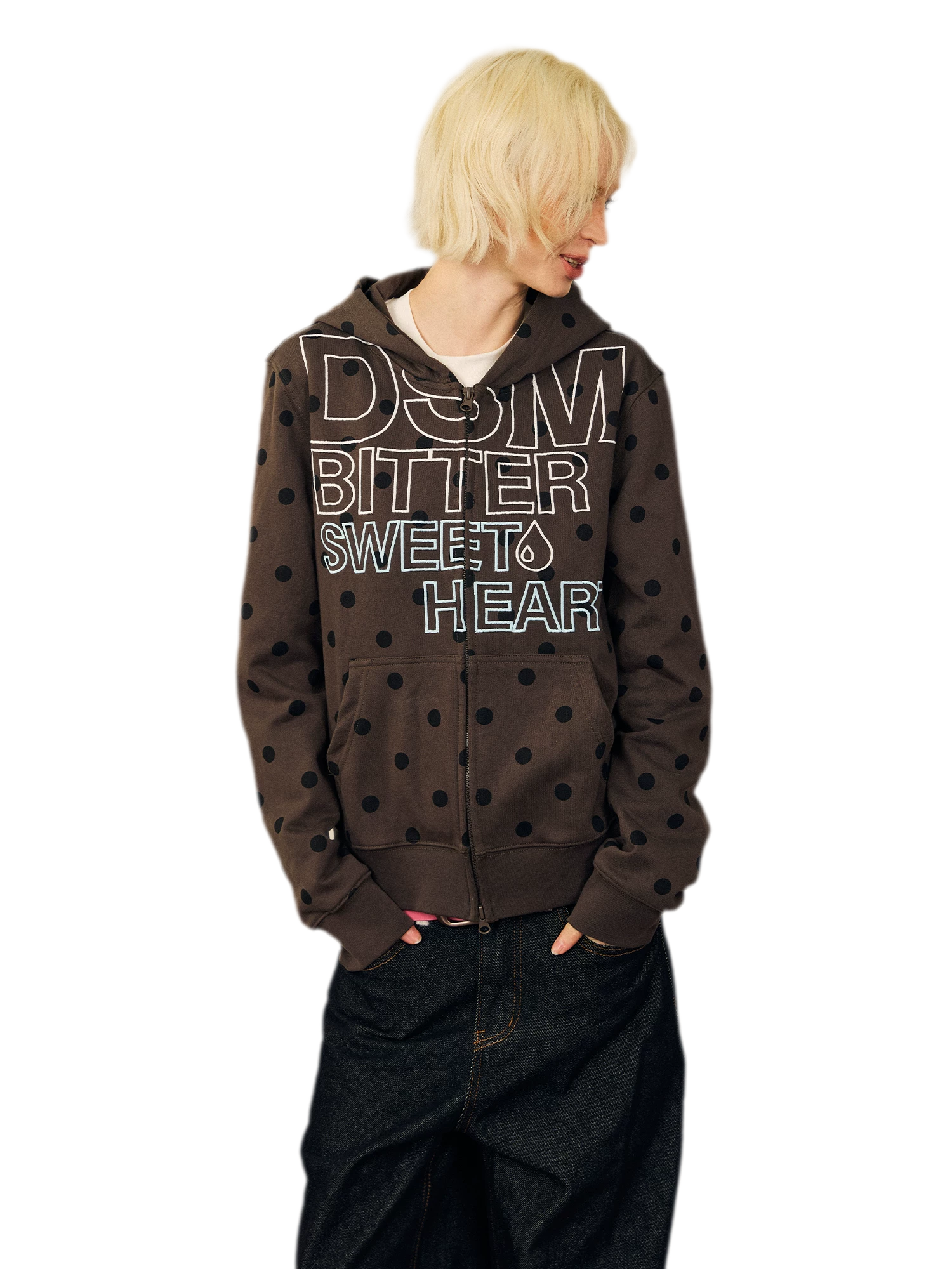 Polka-Dot Slim-Fit Zip Hoodie