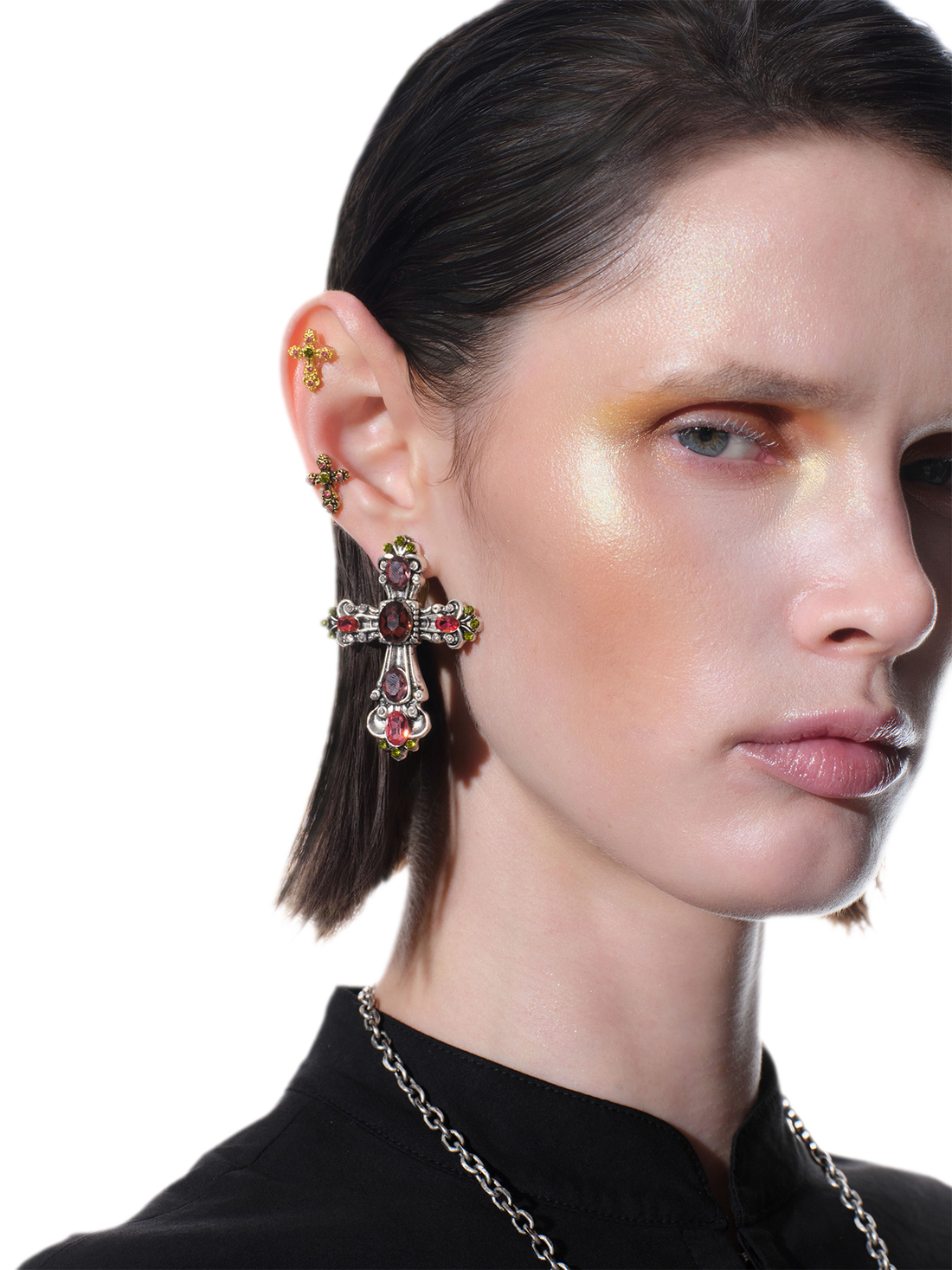 Distressed Cross Ear Studs
